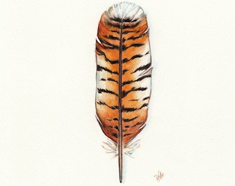 Tiger Art, Tiger Print, Tiger Painting, Feather Art, Tiger Gift, Tiger Decor, African Print, Watercolor Feather, African Art, Safari Art