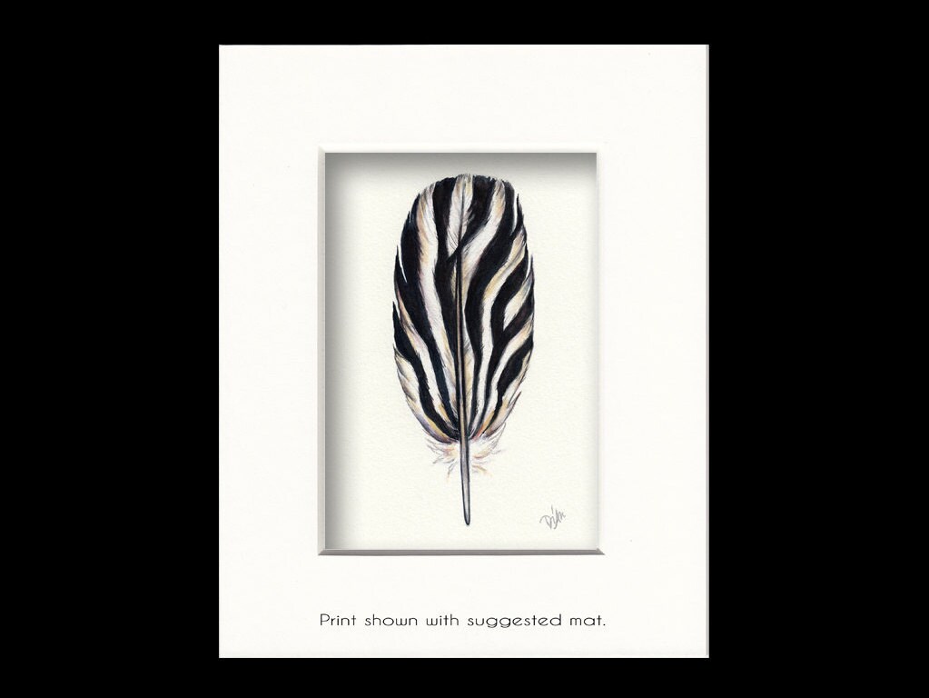 Zebra Art Zebra Gift Zebra Print Watercolor Feather Safari Etsy