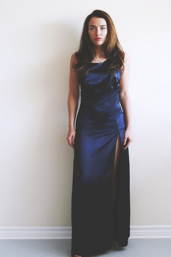 satin slip prom dress