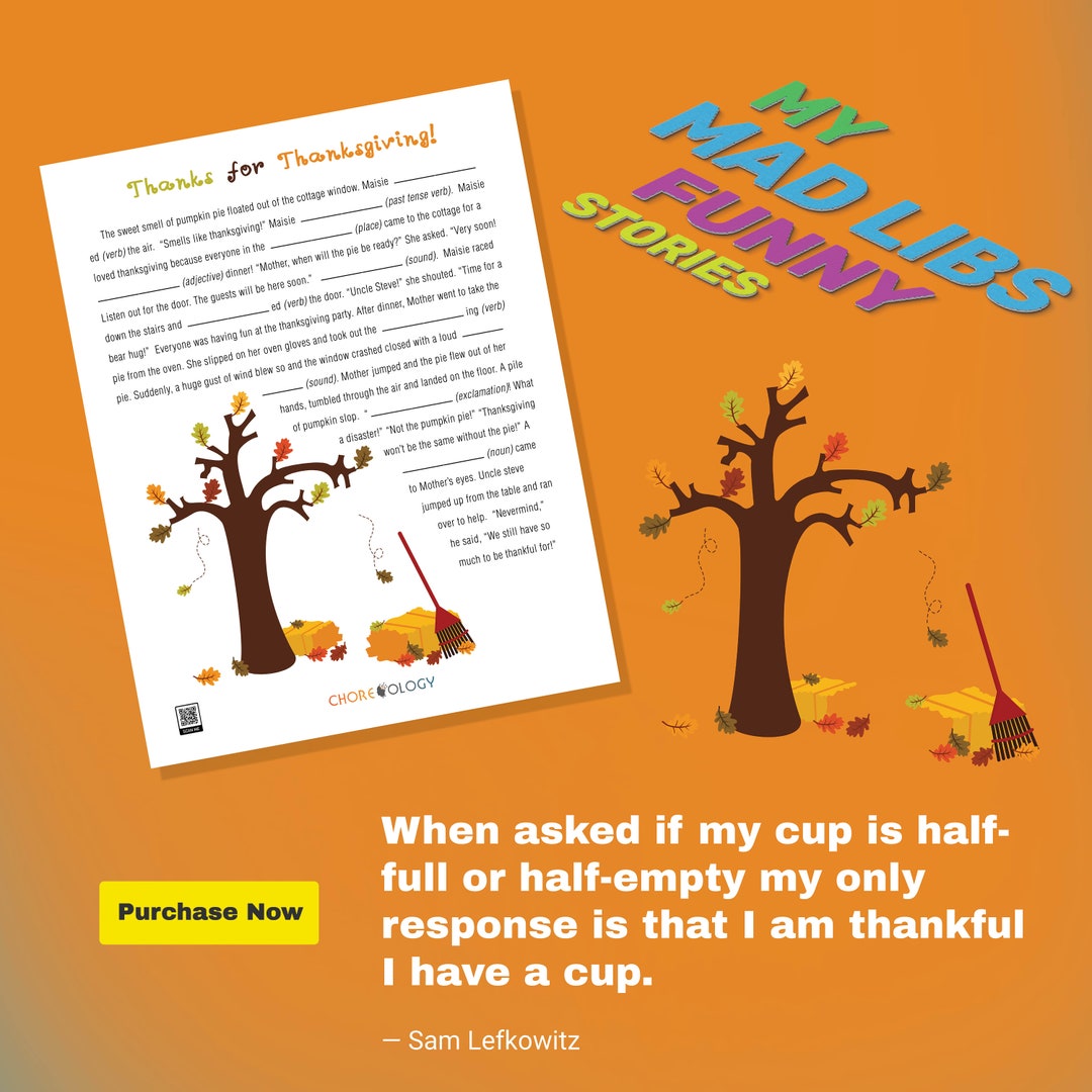 Thanks for Thanksgiving Mad Libs Printable - Etsy