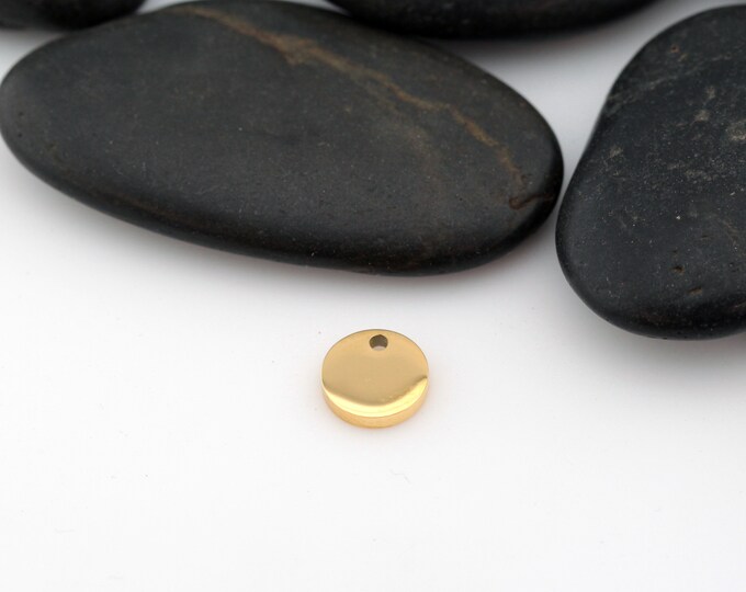 GOLD - Circle Disc - 3/8" (0.375") | Engravable Charm | Hand Stamping Blanks | 316L Stainless Steel | GOLD-Toned | 5 PIECES