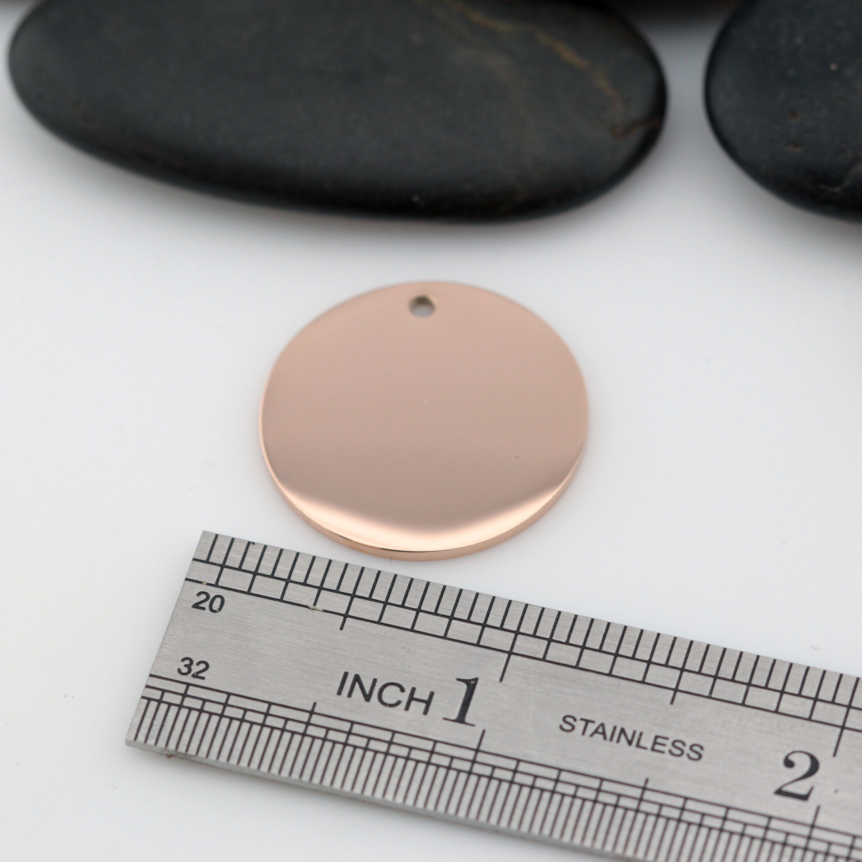 ROSE GOLD Circle Disc 1 Engravable Charm Hand Stamping Blanks