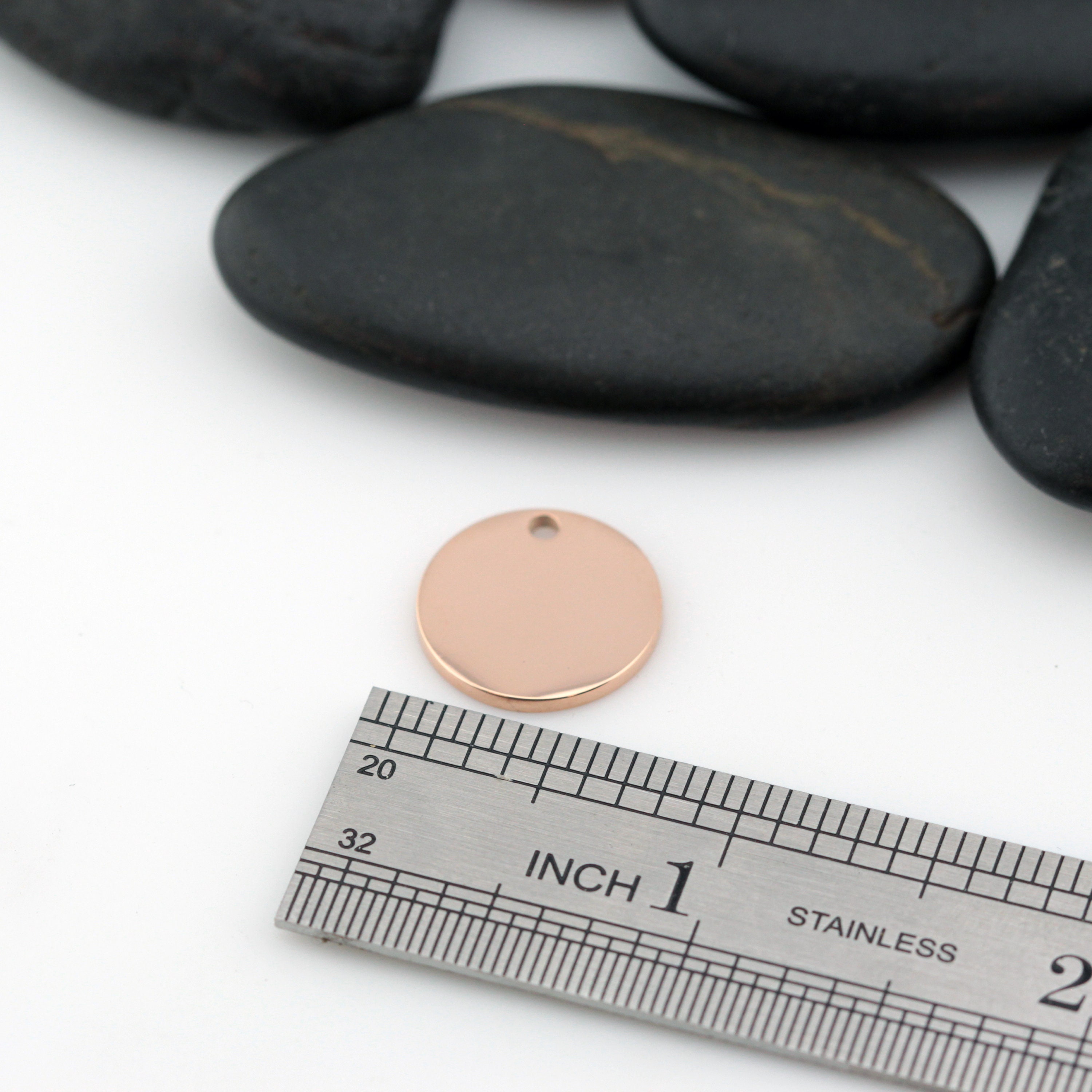 ROSE GOLD Circle Disc 5/8 (0.625) Engravable Charm Hand