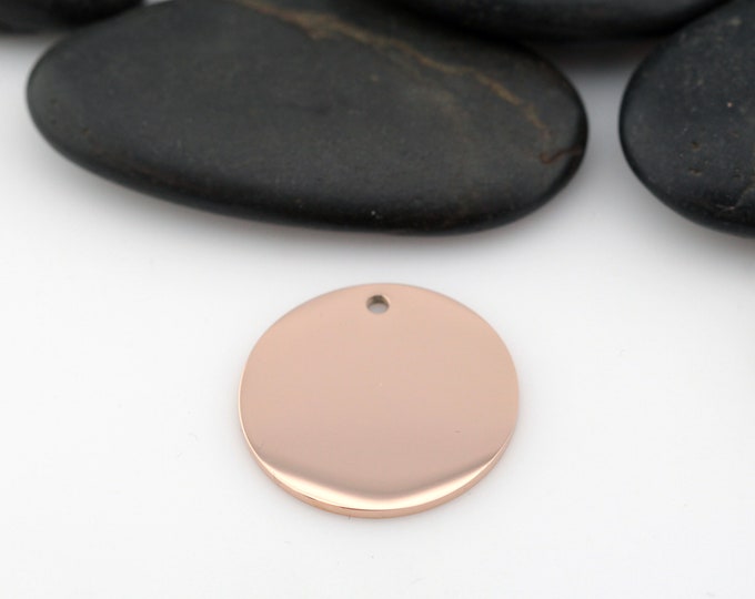ROSE GOLD - Circle Disc - 1" | Engravable Charm | Hand Stamping Blanks | 316L Stainless Steel | Rose Gold-Toned | 5 PIECES