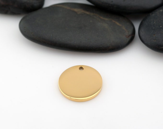 GOLD - Circle Disc - 3/4" (0.75") | Engravable Charm | Hand Stamping Blanks | 316L Stainless Steel | GOLD-Toned | 5 PIECES