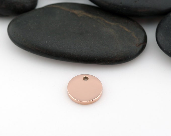 ROSE GOLD - Circle Disc - 1/2" (0.5") | Engravable Charm | Hand Stamping Blanks | 316L Stainless Steel | Rose Gold-Toned | 5 PIECES
