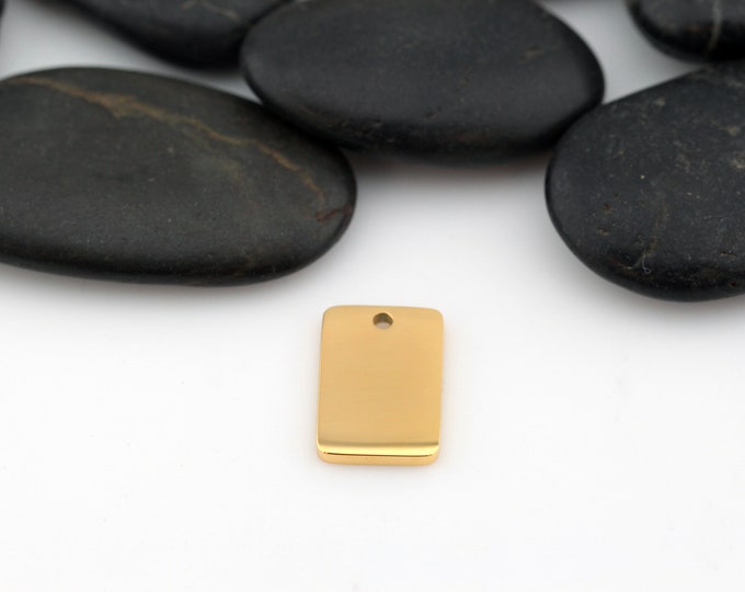GOLD - Rectangle - 0.5" x 0.75" | Engravable Charm | Hand Stamping Blanks | Stainless Steel | GOLD-Toned | 5 PIECES