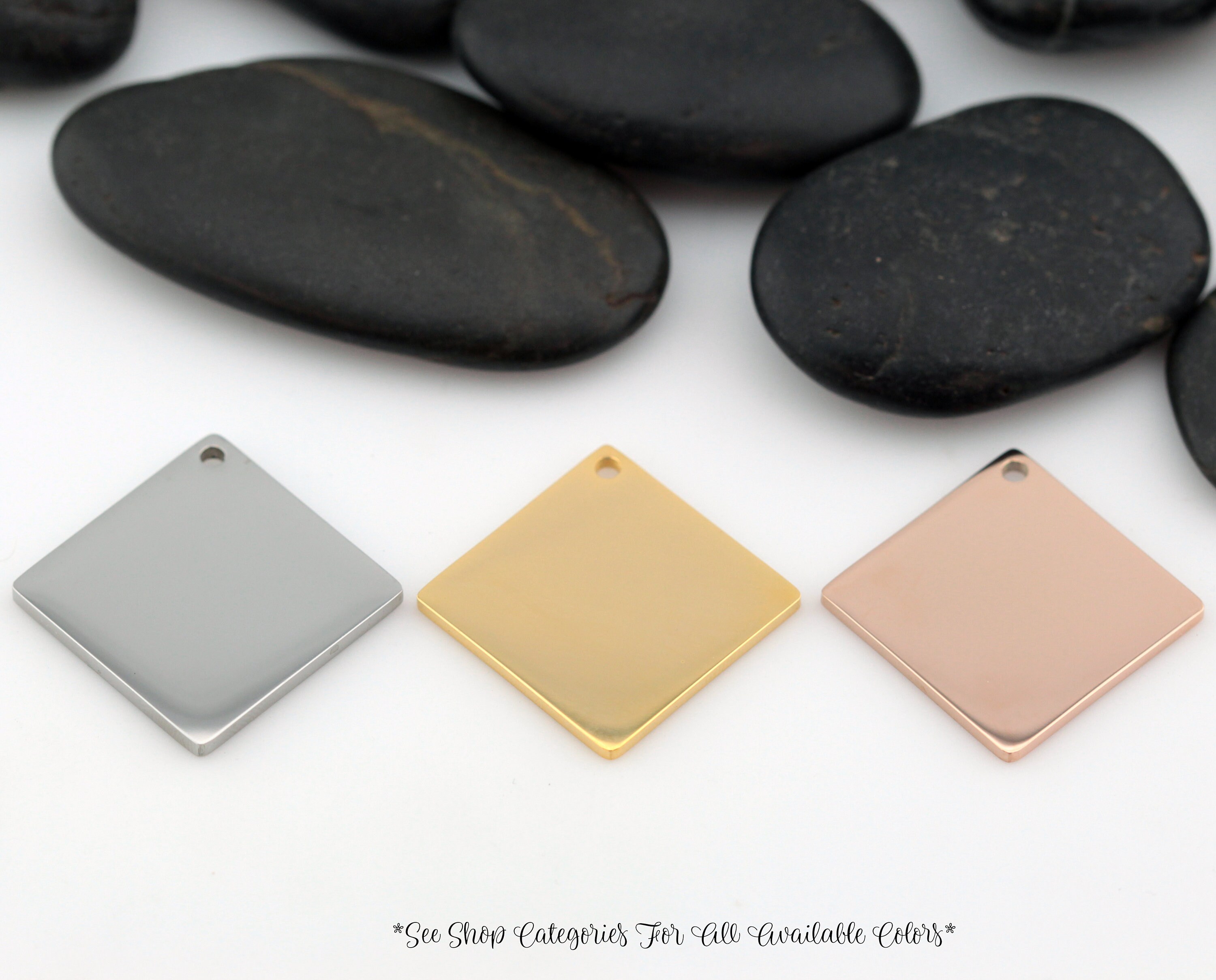 ROSE GOLD Diamond 7/8 (0.875) Engravable Charm Hand Stamping