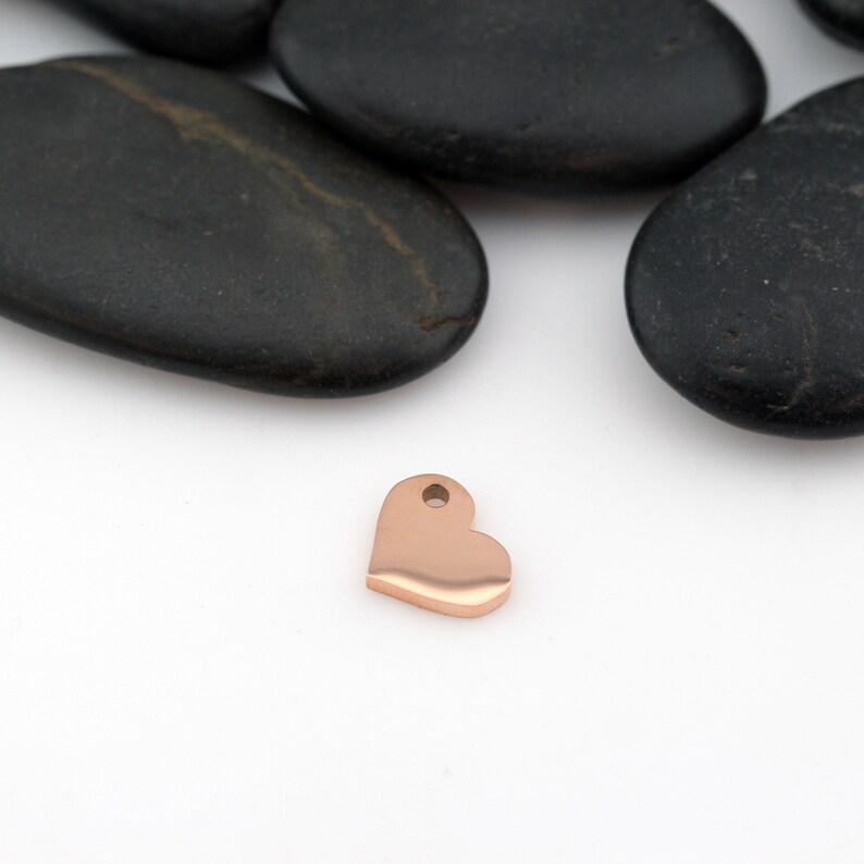 0.5 Hand Stamping Blanks Rose Gold-Toned Heart 5 PIECES 12 316L Stainless Steel ROSE GOLD | Engravable Charm