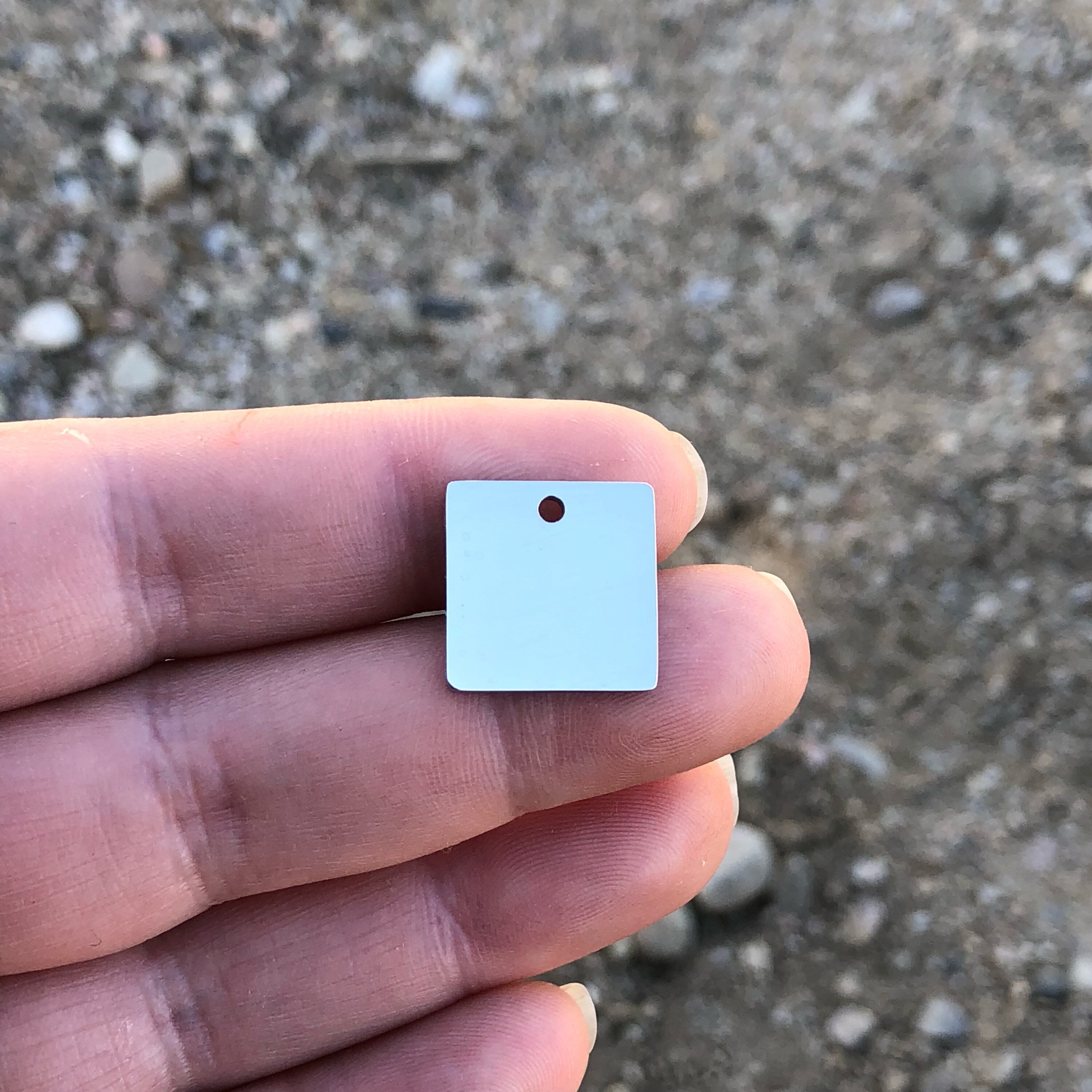 SILVER - Square - 5/8 (0.625) | Engravable Charm | Hand Stamping Blanks