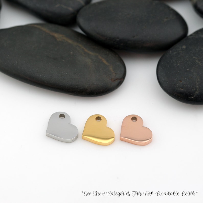 0.5 Hand Stamping Blanks Rose Gold-Toned Heart 5 PIECES 12 316L Stainless Steel ROSE GOLD | Engravable Charm