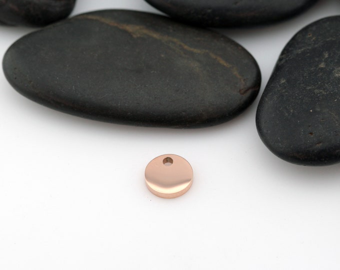 ROSE GOLD - Circle Disc - 3/8" (0.375") | Engravable Charm | Hand Stamping Blanks | 316L Stainless Steel | Rose Gold-Toned | 5 PIECES