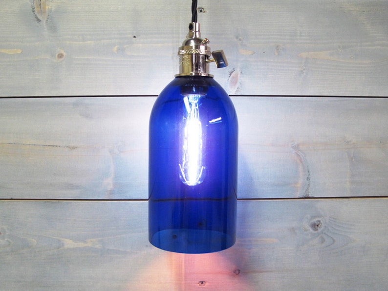 Wine Bottle Pendant Light Extra Large Blue Glass Recycled Rustic Ceiling From 1 5 Liter