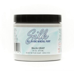 Baja Gray - Silk All In One Mineral Paint by Dixie Belle. Grey Paint Furniture Decor, Wood, Metal, Glass, Ceramic, Fabric, or Cabinet Paint.