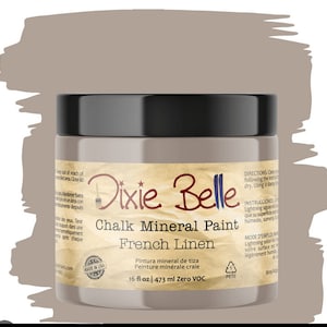 French Linen Dixie Belle Chalk Mineral Paint. Brown Grey Chalk Paint Furniture Decor, Wood, Metal, Glass, Ceramic, Fabric, or Cabinet Paint.