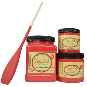 Honky Tonk Dixie Belle Red Chalk Mineral Paint. Red Chalk Paint Furniture Decor, Wood, Metal, Glass, Ceramic, Fabric, or Cabinet Paint.
