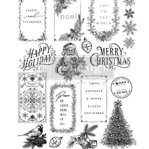 Tags des assistants du père Noël DIY - Redesigner avec Prima Decor Tampon décoratif Tampon transparent pour meubles Tampon pour meubles DIY