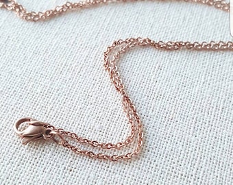 Lobster clasp 18 inches finished Rose Gold Plated Stainless steel chain 1.2mm Stainless Steel Findings WholeSale Destash Clearance