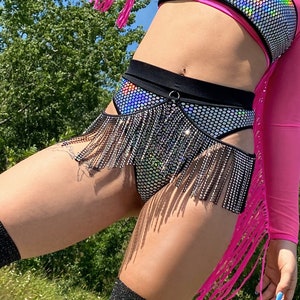 Rhinestone Fringes Belt /Rave accessory /Festival body chains /Bling bling /Burlesque belt /Belly chain Burlesque / Rave Outfit /Burning man