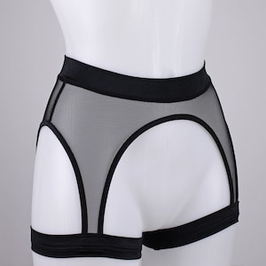 Thigh Garter Belt Rave / Festival Costume/Transparent Mesh Thigh Garter Belt/ Pole Dance Outfit /Rave Garter Belt/ Lingerie Costume Black