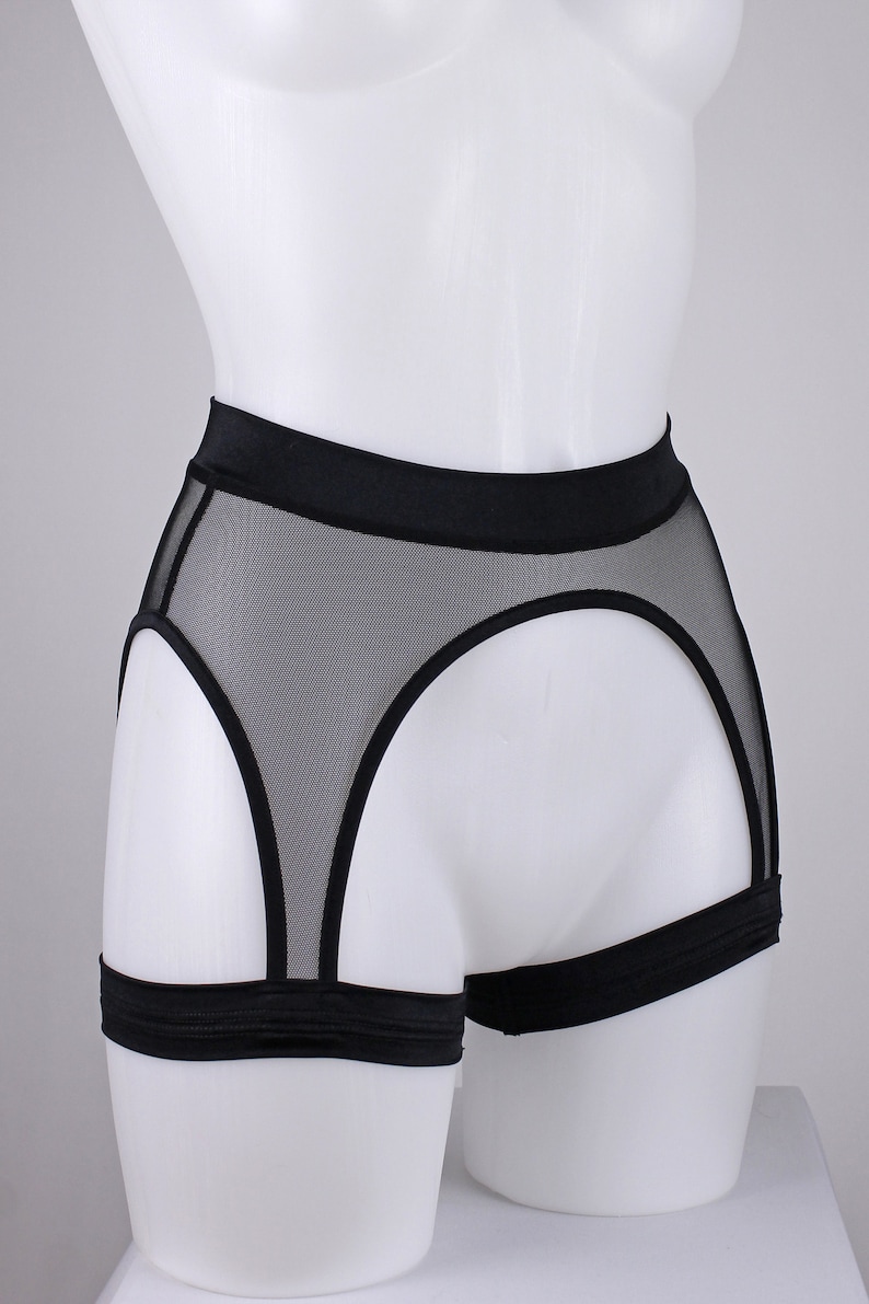 Thigh Garter Belt Rave / Festival Costume/Transparent Mesh Thigh Garter Belt/ Pole Dance Outfit /Rave Garter Belt/ Lingerie Costume Black