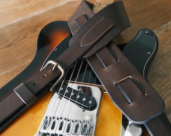 Correa superior en forma de C - Correa de guitarra de cuero Horween hecha a mano