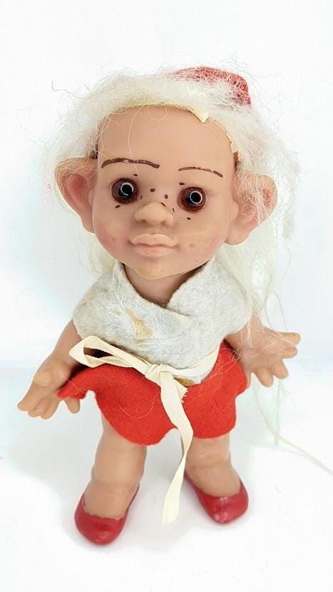 Vintage John Nissen Elf Troll Doll 8 Inch freckles 1960s