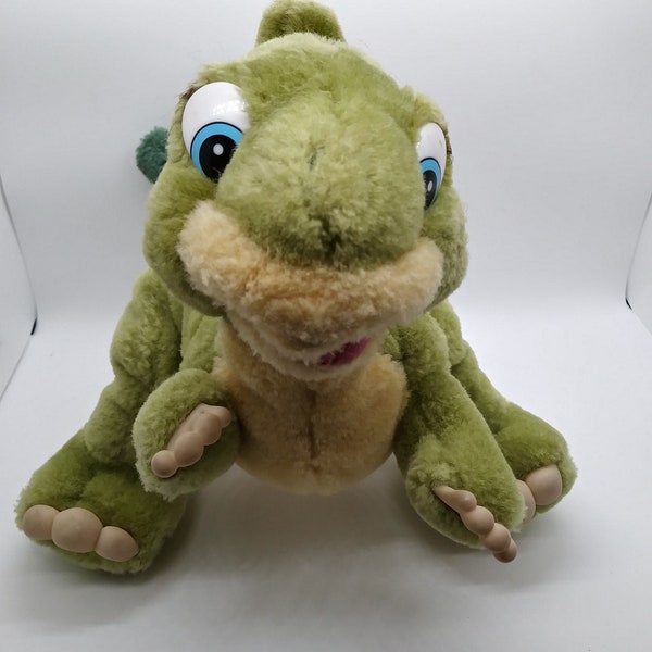 Vintage 1988 Land Before Time Ducky 10” Plush Toy Dinosaur Green Parasaurolophus