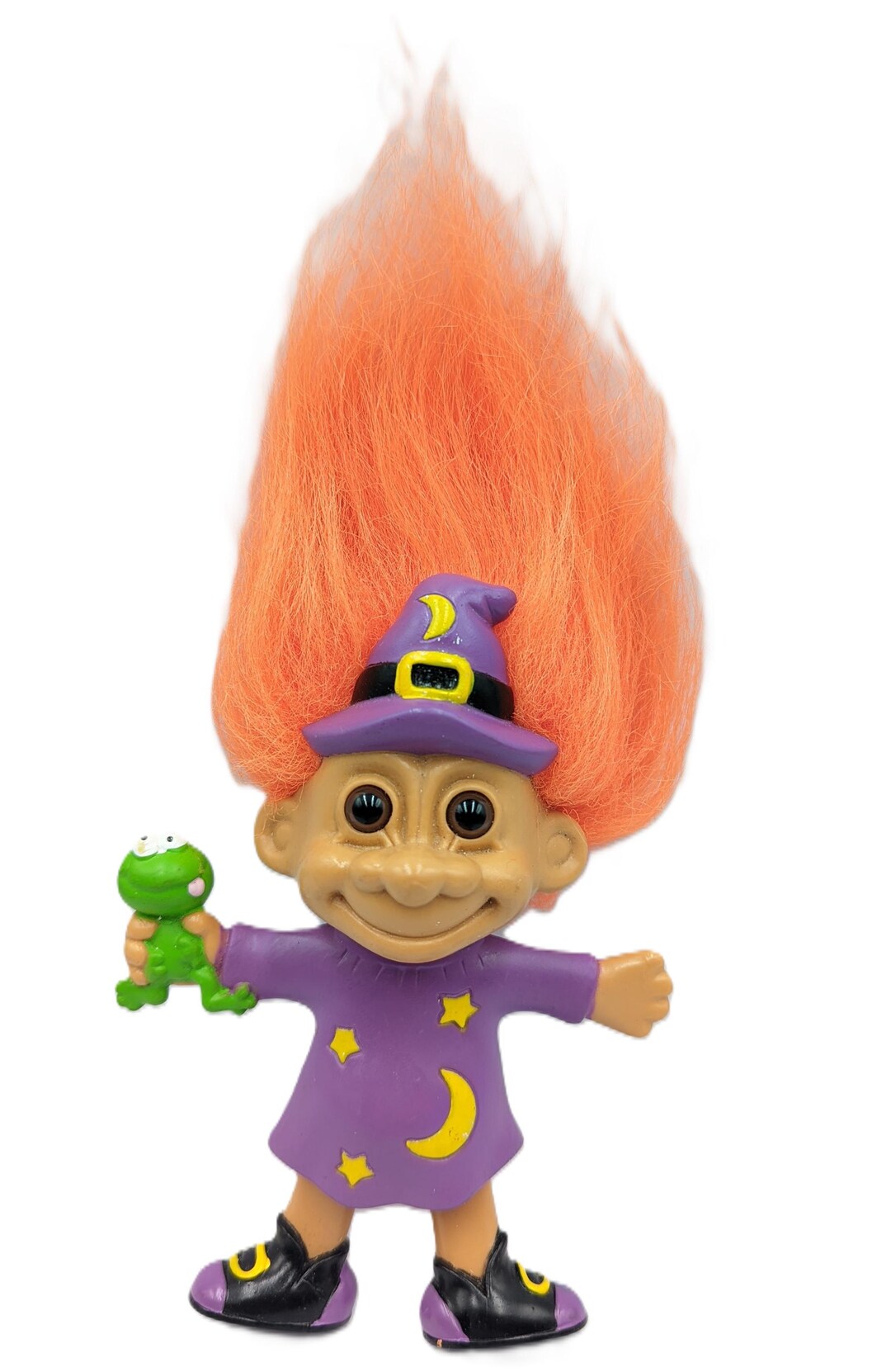 Vintage Russ Wizard Troll Doll Bendable Figure Green Frog Witch