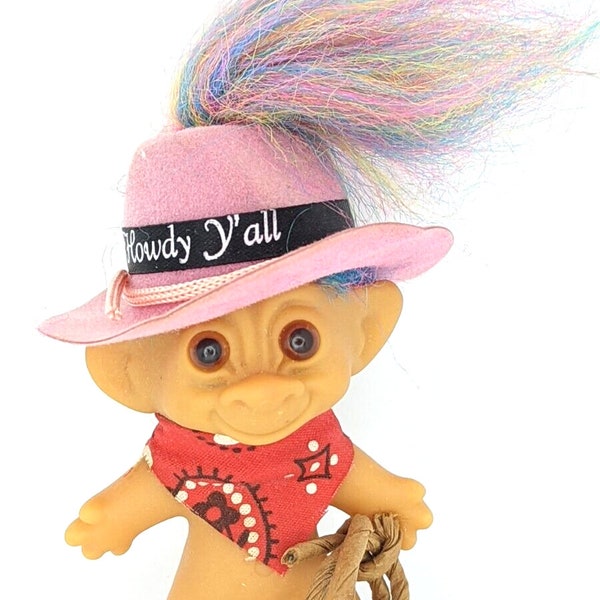 Troll doll Cowboy Dam Wishnik 3 inch Vintage Gift
