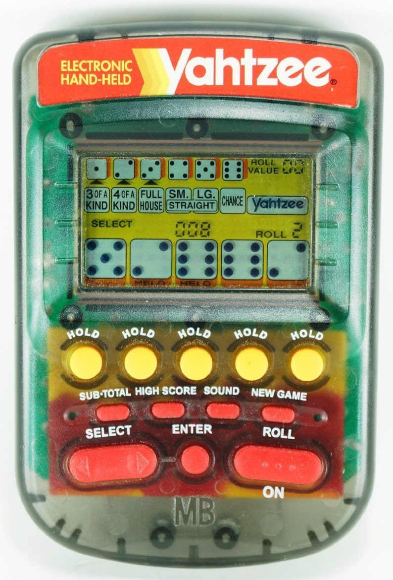 Jeu électronique Portable Yahtzee Hasbro 2002 – Version Or Rouge, Fonctionne