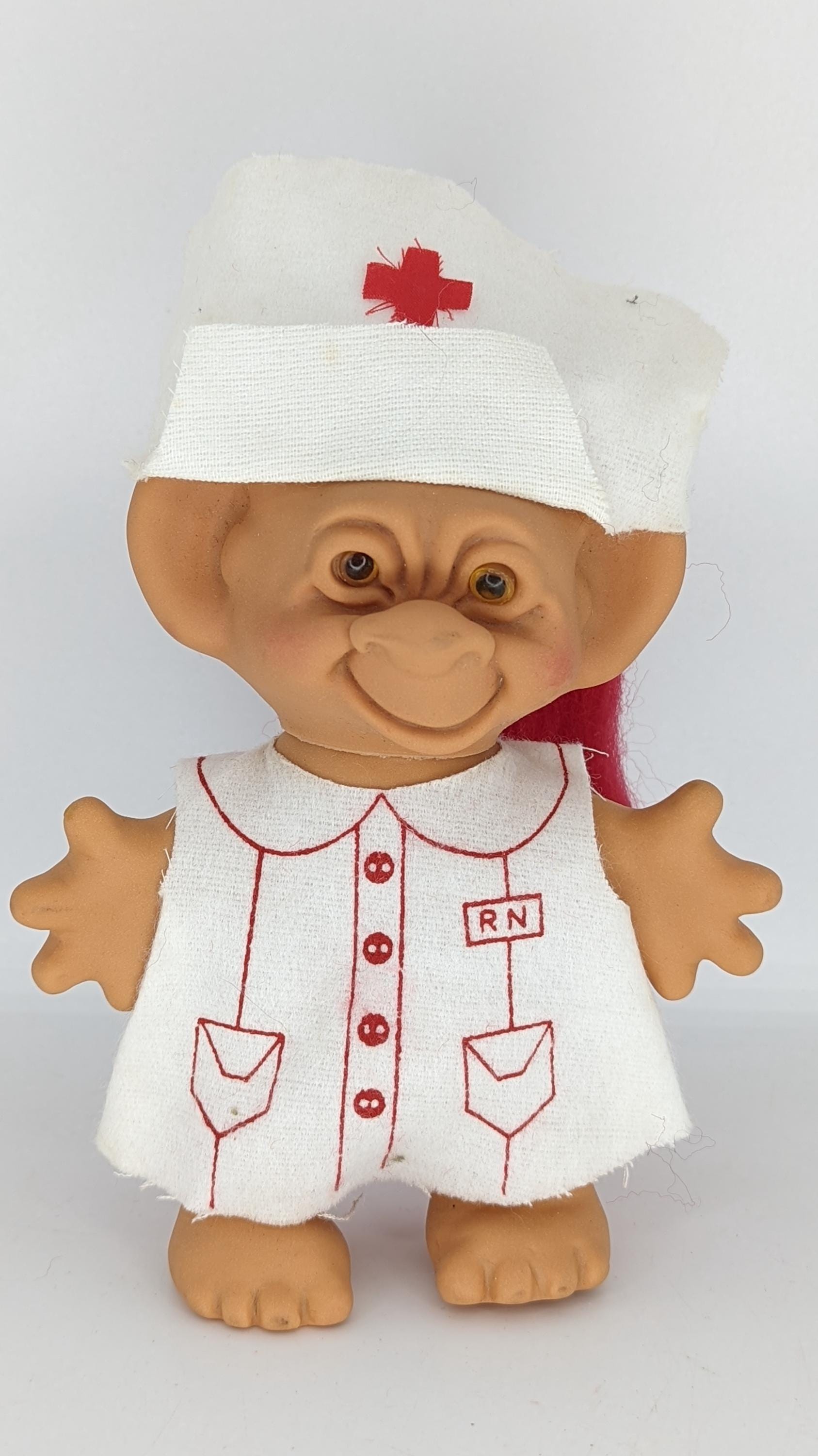 Vintage Uneeda Wishnik Horseshoe Troll Doll Red Hair Nurse - Etsy
