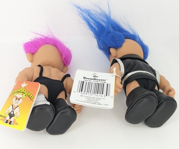 Troll Doll Lot Blue Magenta Hair Zork Russ Doom Slayer 5 Inches