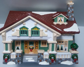 1992 Department 56 Craftsman Cottage Christmas Snow Village Vintage