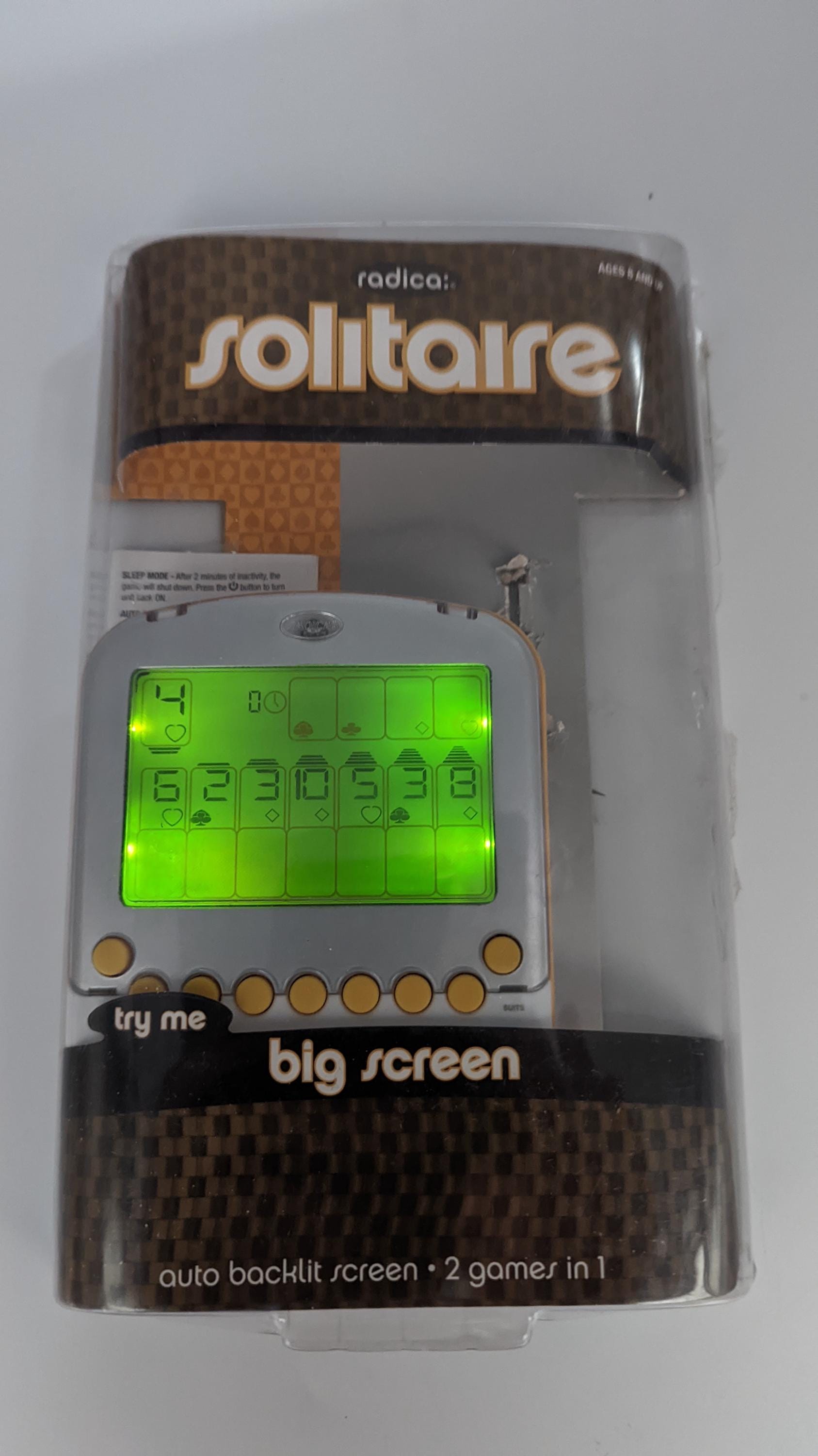 Mega Screen Solitaire Radica Big Screen Auto Backlit Solitaire Game Yellow Retro Theme Mega ...