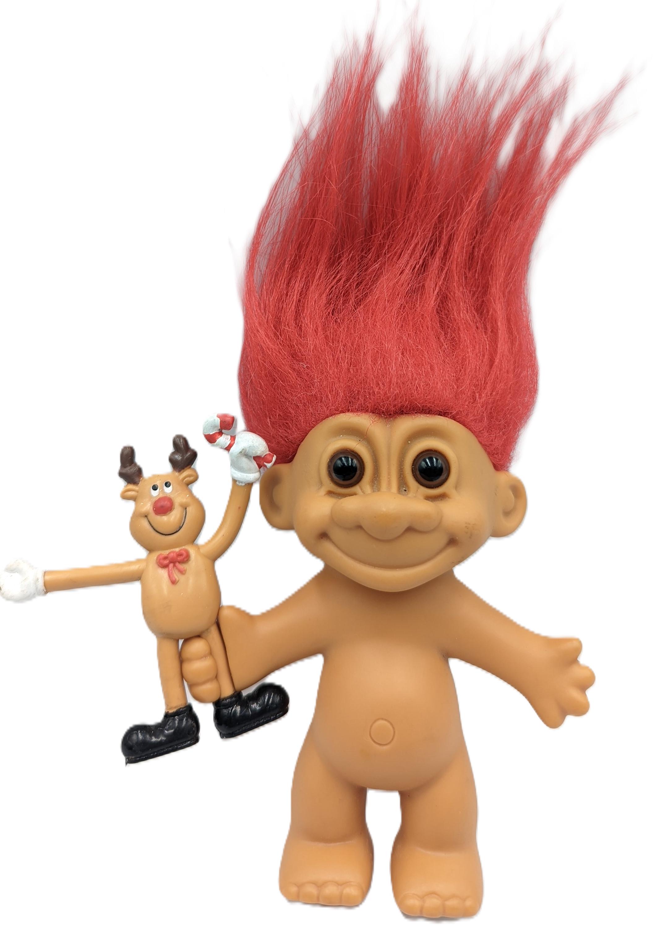 Toy Rudohlph Rudolph Toy Russ VINTAGE Russ TROLL 4.5'' Doll With Rudolph Reindeer Christmas OOAK - Etsy