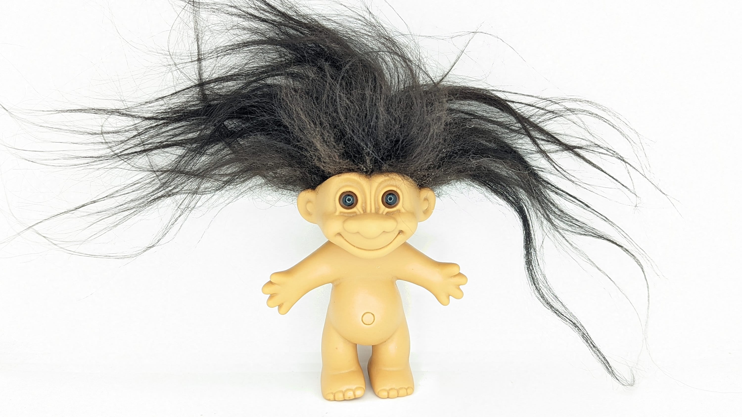 Russ Troll Dolls Vintage Retro Crazy Wild Hair OOAK Black Brown