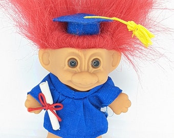 Vintage Russ Troll Puppe Abschluss Rote Haare Trolle 3 "Neu In Tasche Geschenk