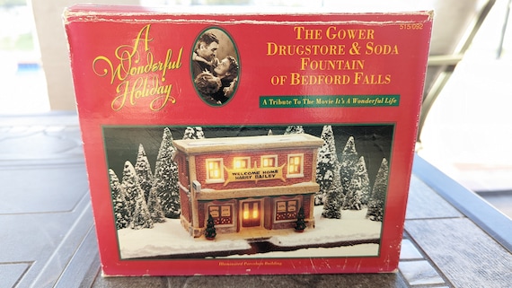 The Gower Drugstore & Soda Fountain Christmas Village Bedford
