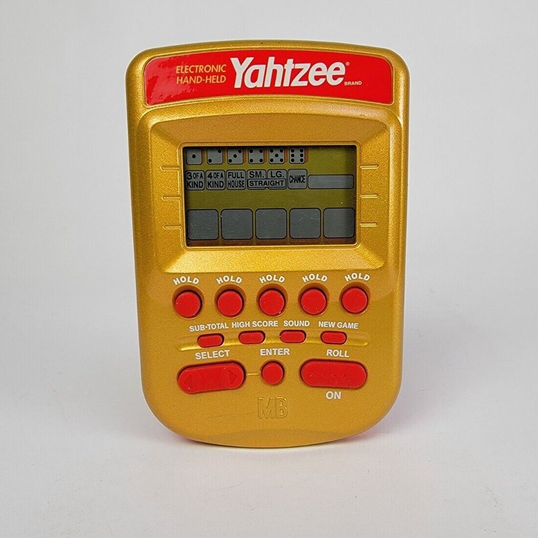 Yahtzee Handheld Game Electronic Battery Operated Gold Vintage Retro