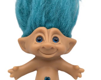 Schatz Troll Puppe Ace Neuheit 5 "Grüne Haare Edelstein Bauch
