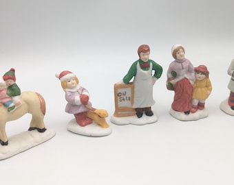 Christmas Village Figures Vintage Collectible Accessories Lot