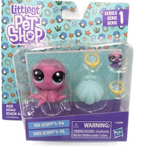Äkta Hasbro Littlest Pet Shop 1-74 Vera Octoppy Octopus 1-75 Vanya LPS 2017