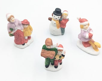 Christmas Village Figures Vintage Collectible Accessories Lot