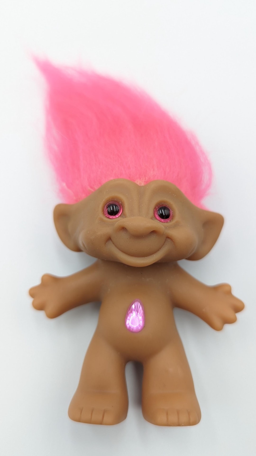 Treasure Troll Doll Ace Novelty 3 Inch Peach Hair Gemstone Belly