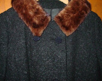 Vintage 60's Wool Coat with Mink Collar