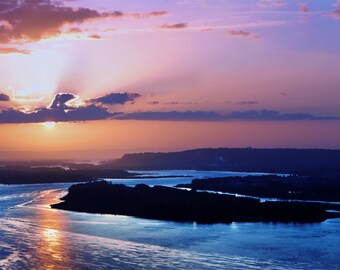 Sunset Over Columbia River Photography Print, Pacific Northwest Metal Art