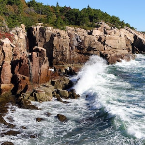 Acadia National Park, Photography Prints, Metal Prints, Atlantic Ocean Surf, New England Decor
