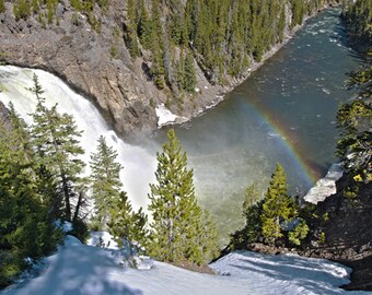 Stampa fotografica delle cascate superiori di Yellowstone, arte del parco nazionale, opzione di stampa su metallo