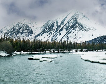 Denali National Park Photo Print, Alaska Landscape, Snow Capped Mountains